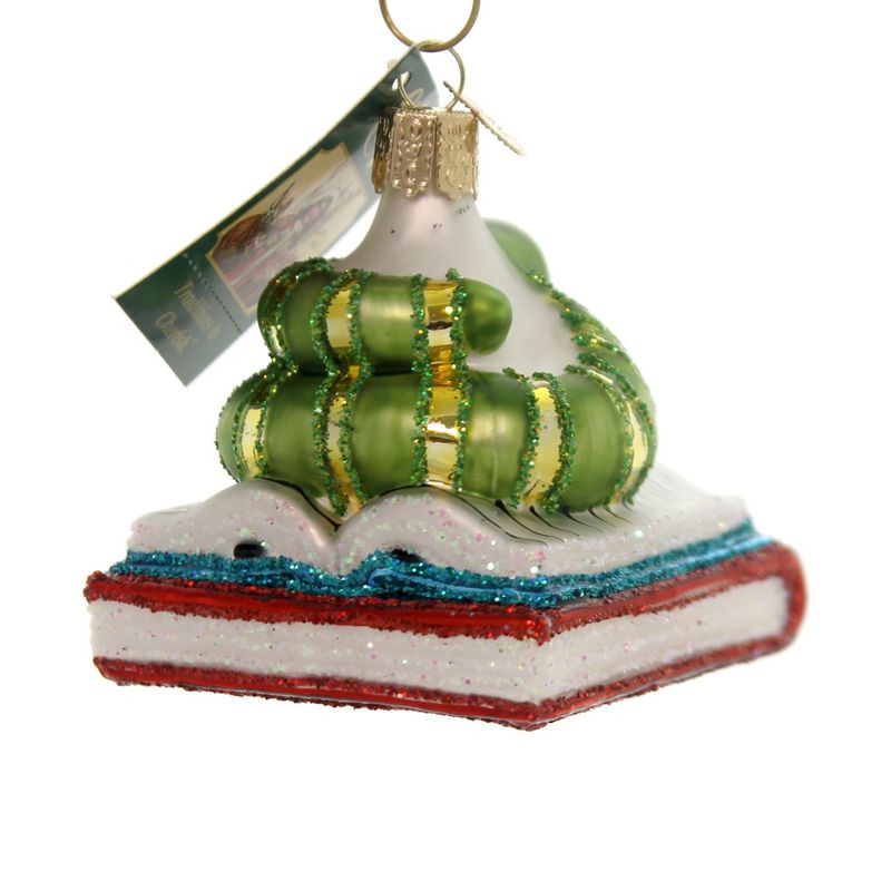 Old World Christmas 2.5" Bookworm Snuggle Up Good Book  -  Tree Ornaments