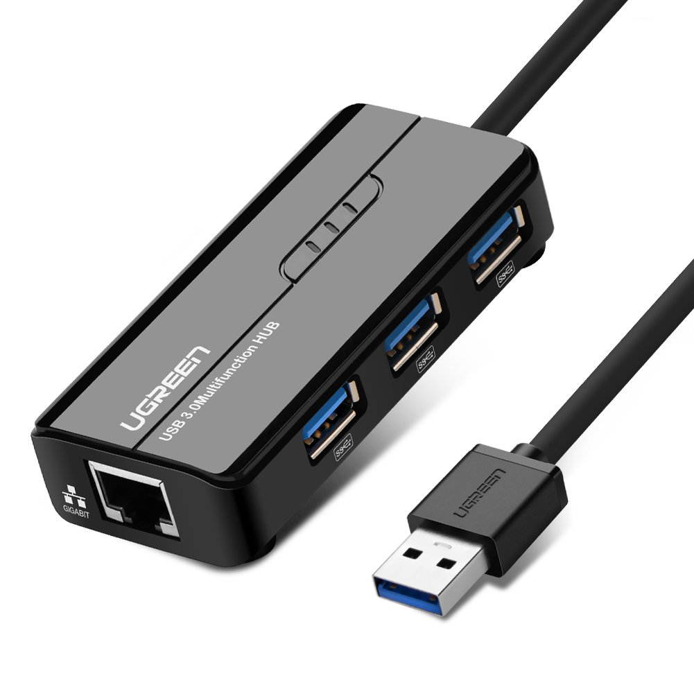 Updated 3-Port USB 3.0 Hub with RJ45 10/100/1000 Gigabit Ethernet Adapter Converter LAN Wired USB Network Adapter, USB 3.0/Type C to RJ45 1 Gigabit Port for Ultrabooks, Notebooks, Tablets and More