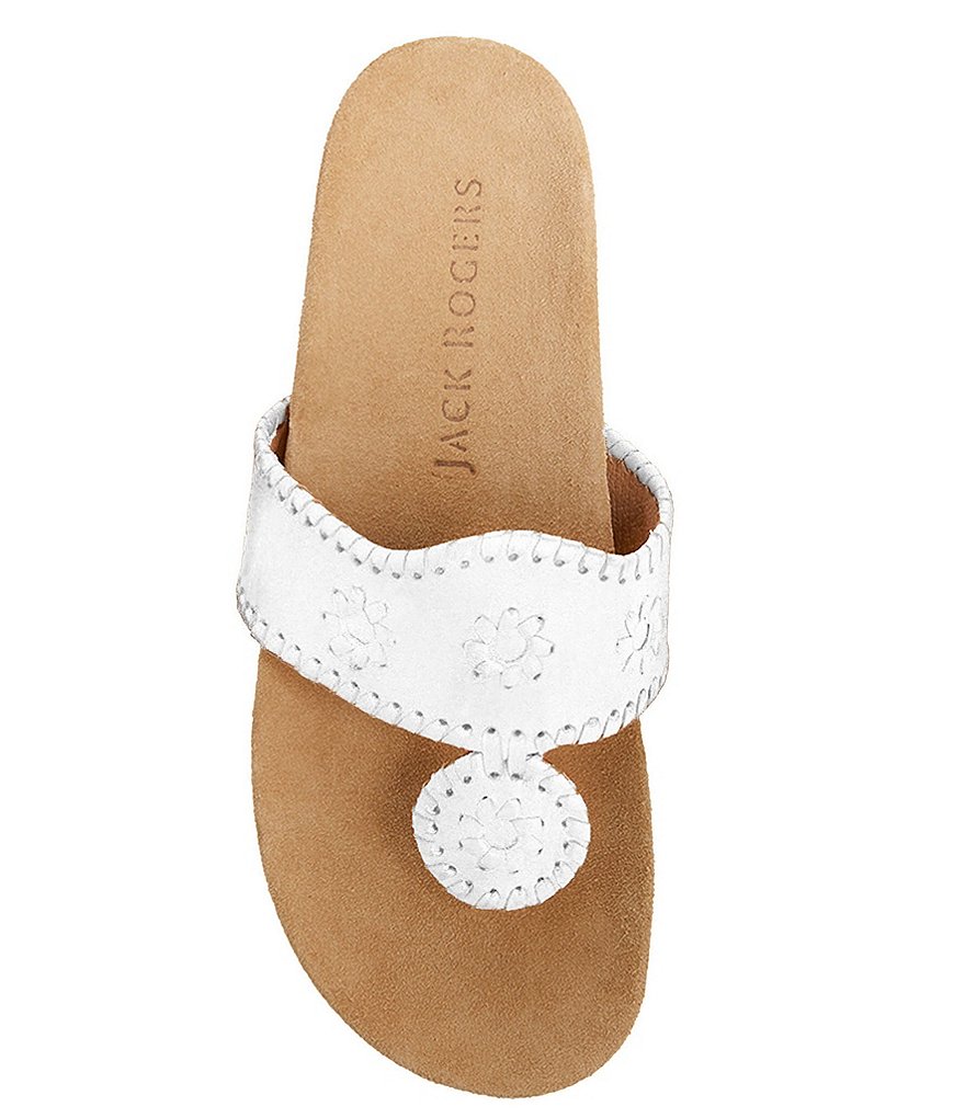 Jack Rogers Jacks Comfort Leather Whipstitch Detail Thong Sandals
