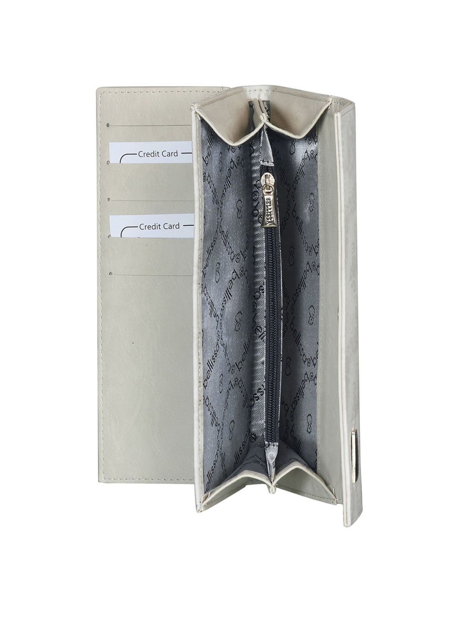 Bellissa Cream Printed Premium Tri-Fold Wallet for Women