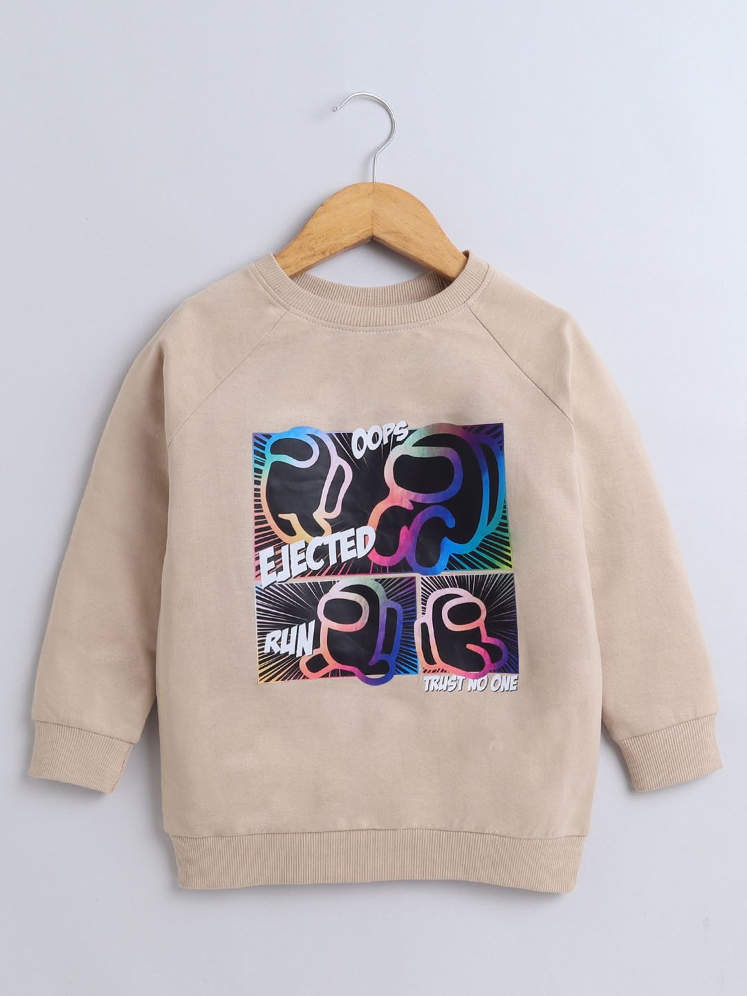 BUMZEE Beige Boys Full Sleeves Cotton Sweatshirt Age - 6-7 Years