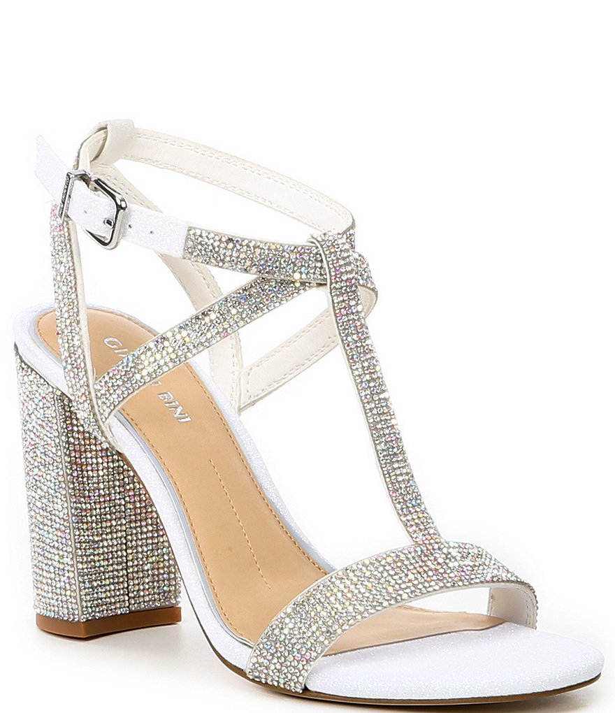 Gianni Bini Bridal Collection Brinslie Rhinestone Embellished T-Strap Dress Sandals
