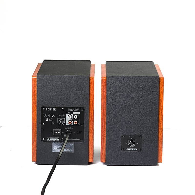 R1700BT Bluetooth Bookshelf Speakers - Active Near-Field Studio Monitors - Powered Speakers 2.0 Setup Wooden Enclosure - 66w RMS