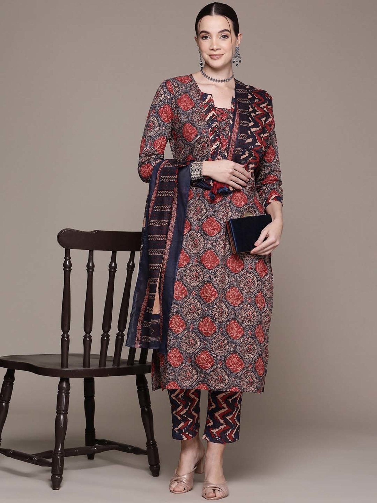 URBAN MYSTIC Black Rayon Embroidered Kurta & Sharara Set