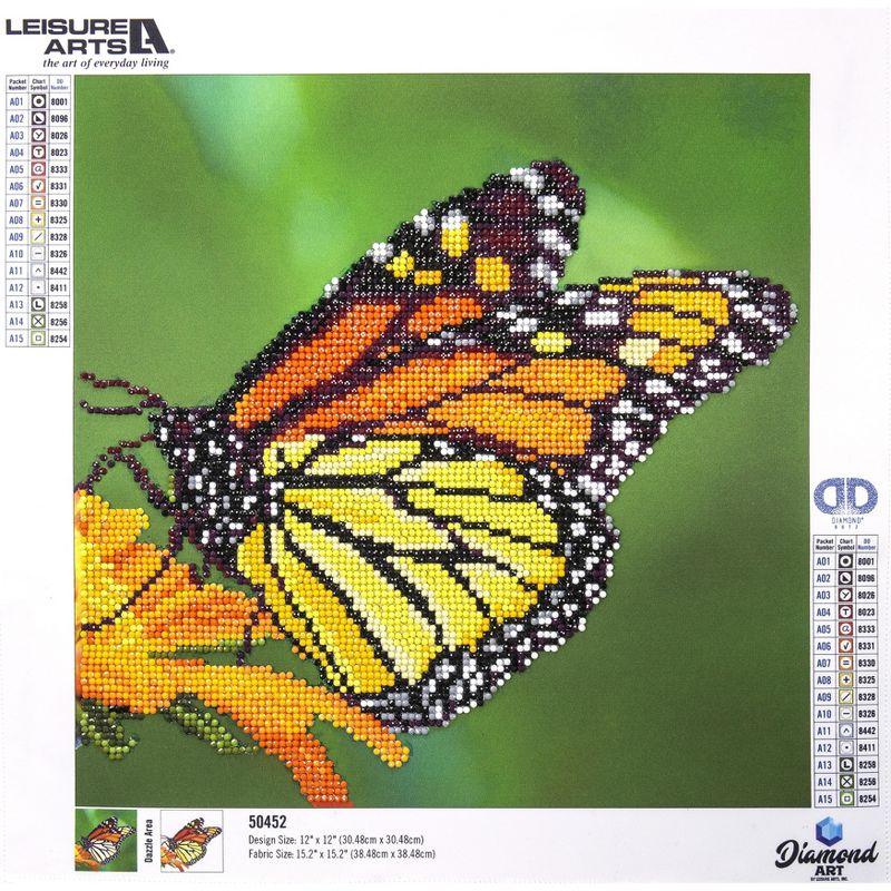 Leisure Arts Diamond Art Intermediate Kit 12"X12"-Monarch Butterfly