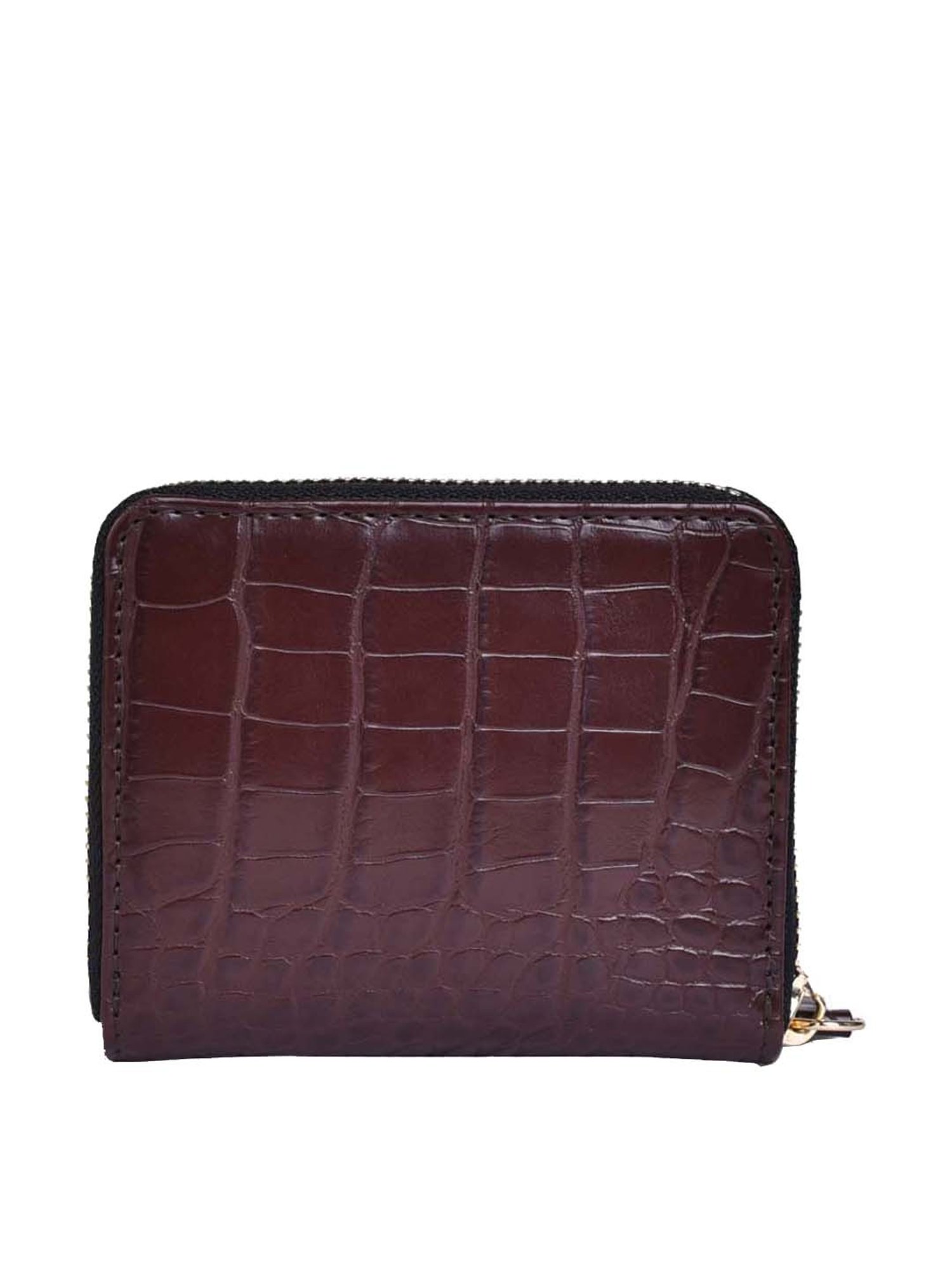 BELWABA Brown Textured Zip Around Wallet for Women