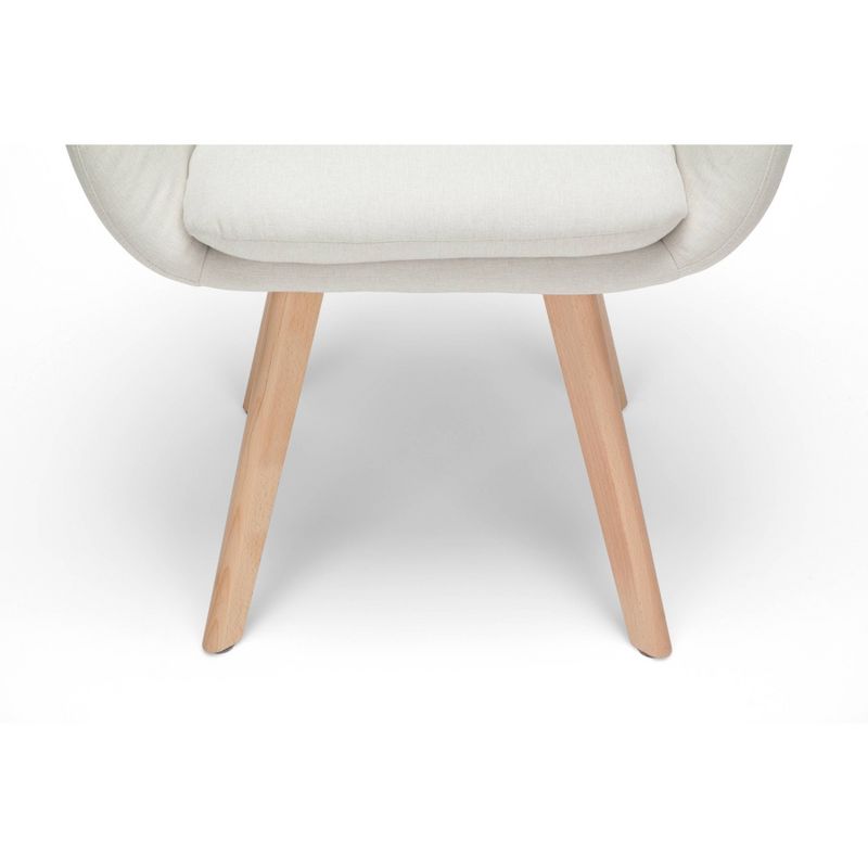 Set of 2 Tufted Fabric Mid-Century Modern Accent Chair with Arms Dining Chair Solid Beechwood Legs Beige - OFM