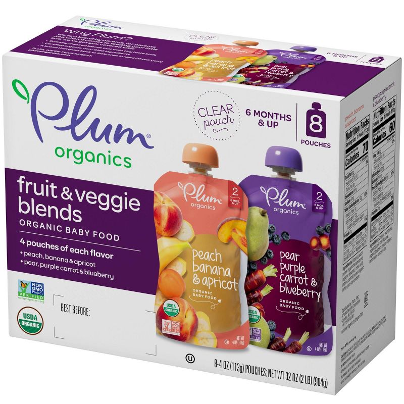 Plum Organics Stage 2 Fruit & Veggie Baby Meals - 8ct/4oz Each