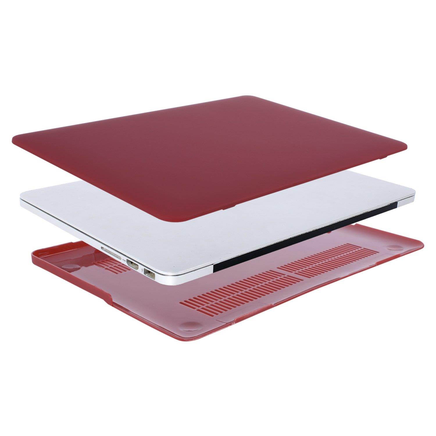 MOSISO Case Only Compatible MacBook Pro (W/O USB-C) Retina 13 Inch (A1502/A1425)(W/O CD-ROM) Release 2015/2014/2013/end 2012 Plastic Hard Shell & Keyboard Cover & Screen Protector, Wine Red