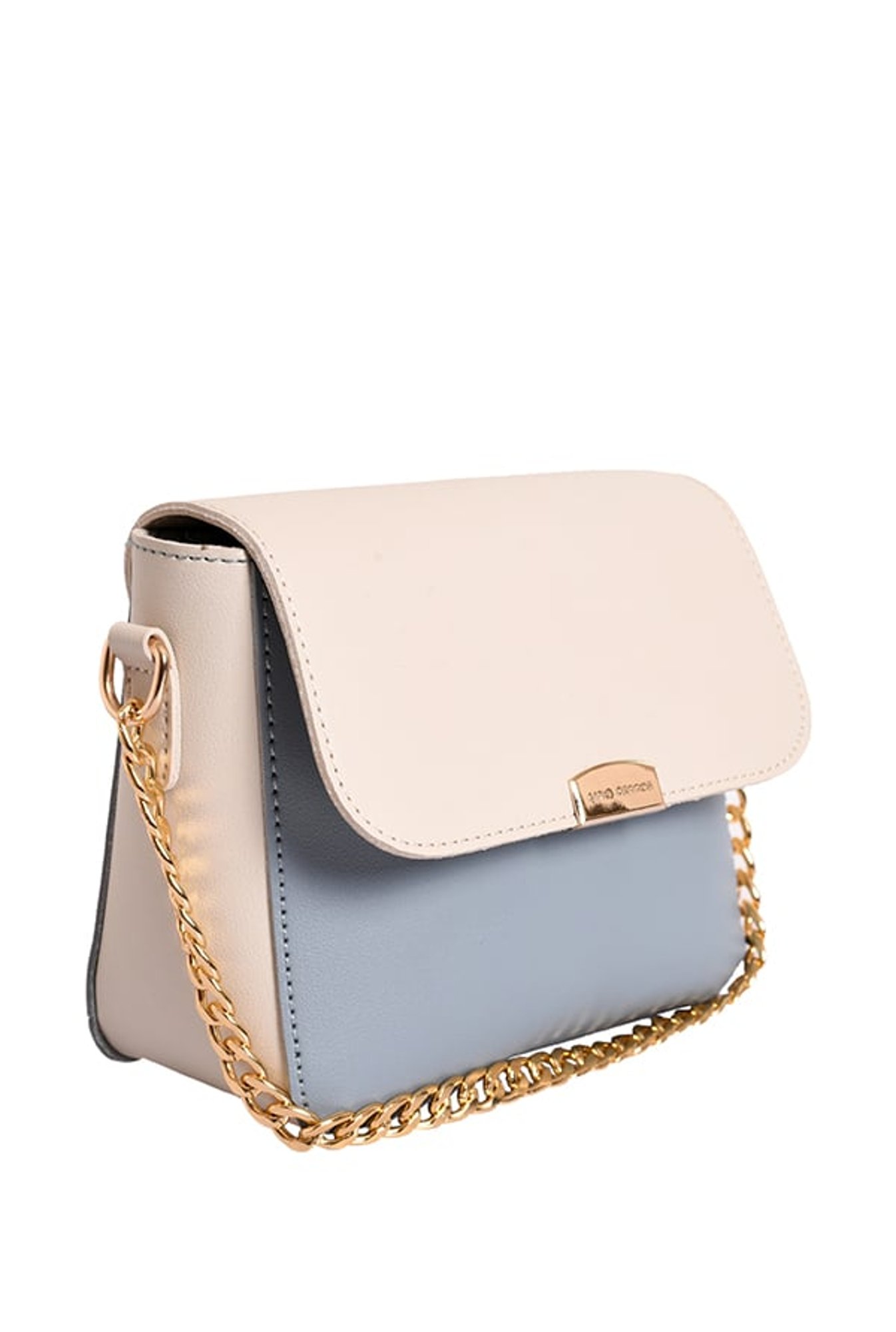 Lino Perros Blue & White Color Block Flap Sling Bag