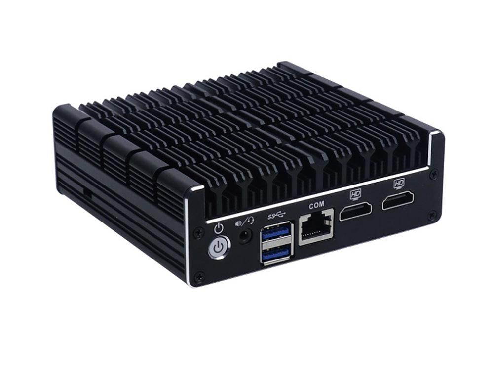 Fanless Mini PC Support AES-NI,Firewall, PFsense,Intel Celeron J3060 with 2*LAN/1*COM/2*HDMI/2*USB3.0/4*USB3.0/win 7 Linux mini pc(8GB Ram 128GB SSD)[Partaker C4]