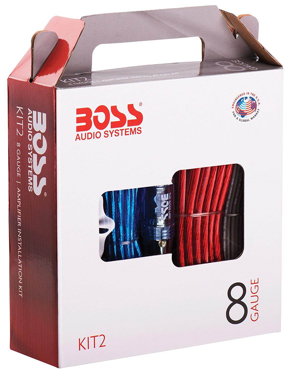 Boss Audio KIT2 8 Gauge Amplifier Installation Kit with High Performance RCA Interconnect and Speaker Wire