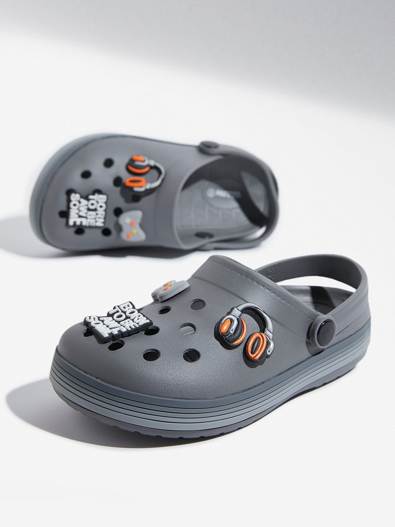 Yellow by Westside Grey Applique-Detailed Clogs