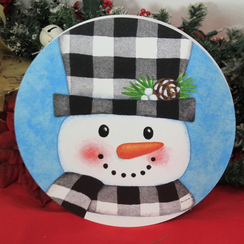 Home & Garden 12.0" Gingham Snowman Stepping Stone Christmas Custom Decor  -  Stepping Stones And Pathways