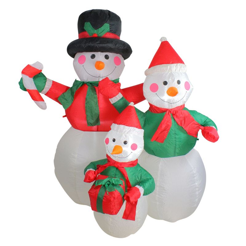Northlight 4' Inflatable Snowman Family Lighted Christmas Yard Art Decor