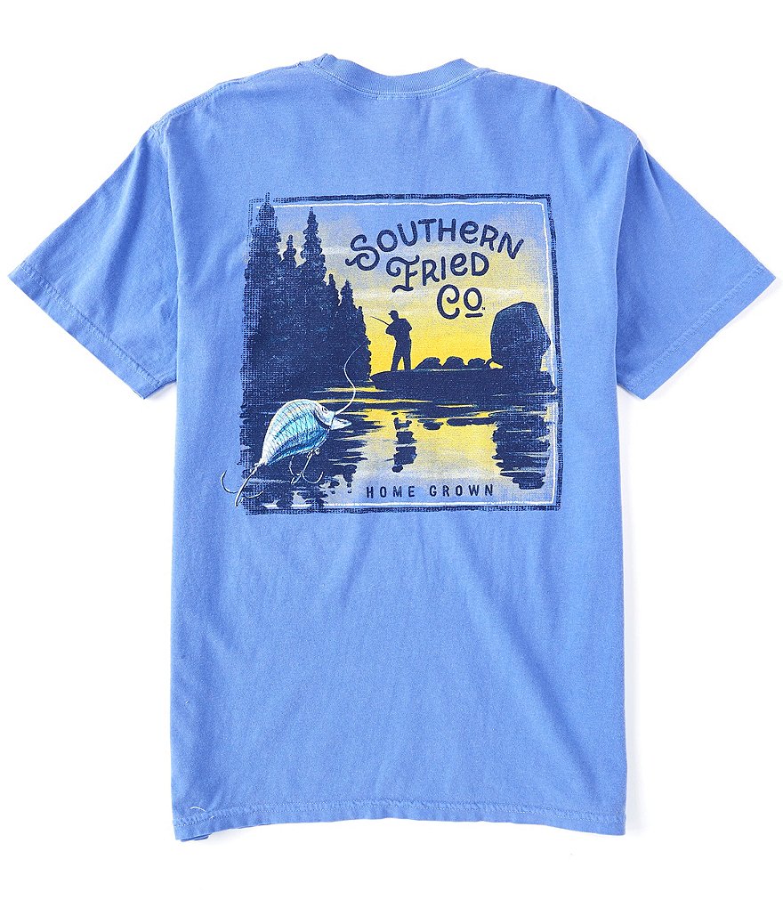 Southern Fried Cotton Men's Bass Fishin Short-Sleeve Pocket Graphic Tee