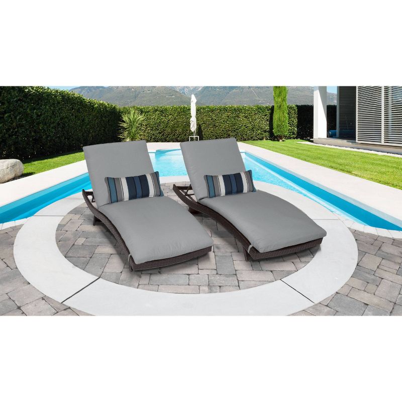 Bali 2pk Patio Chaise Lounges with Cushions - Gray - TK Classics