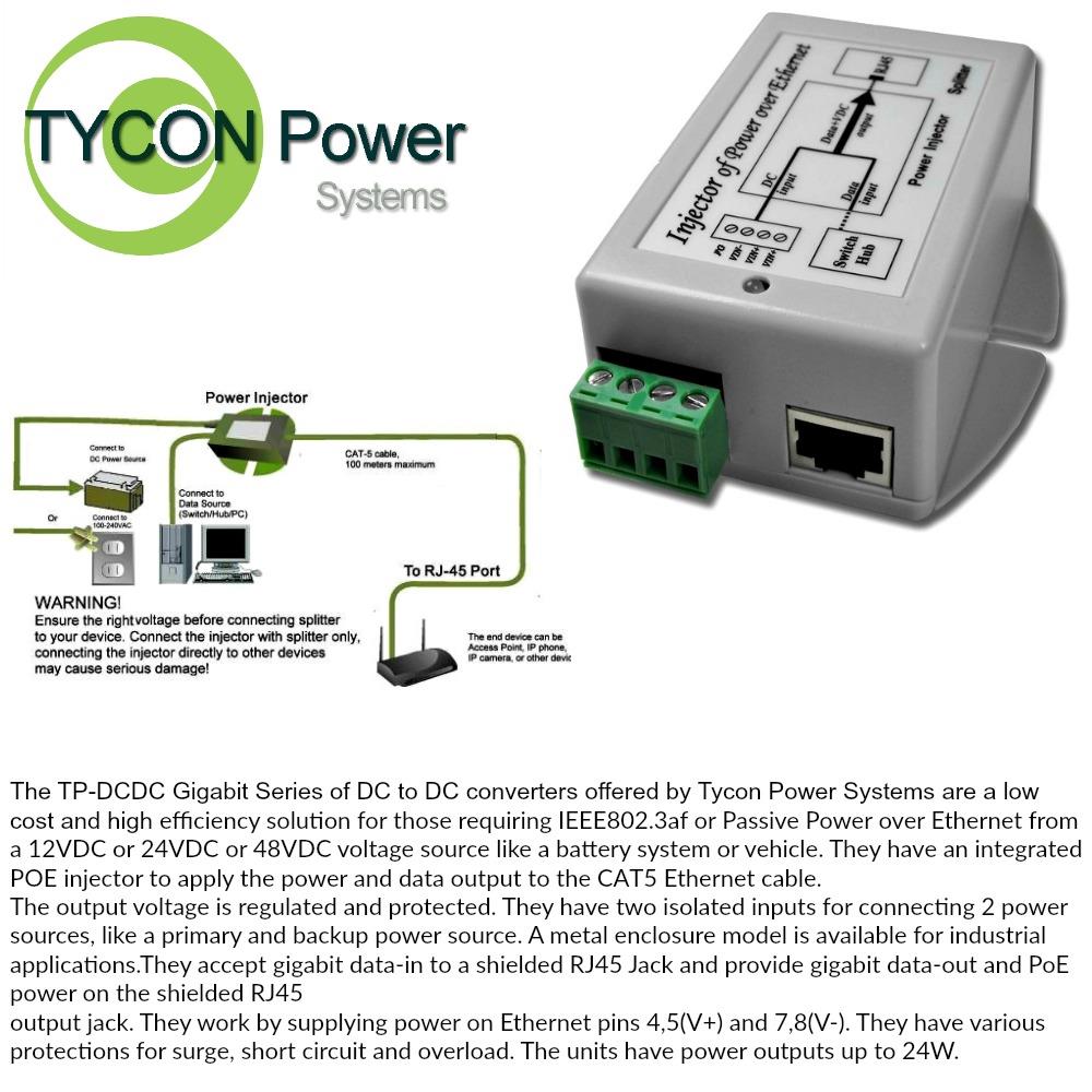 Tycon Power P-DCDC-1248GD Gigabit 9-36VDC In 48VDC 802.3af Out 17W DCDC