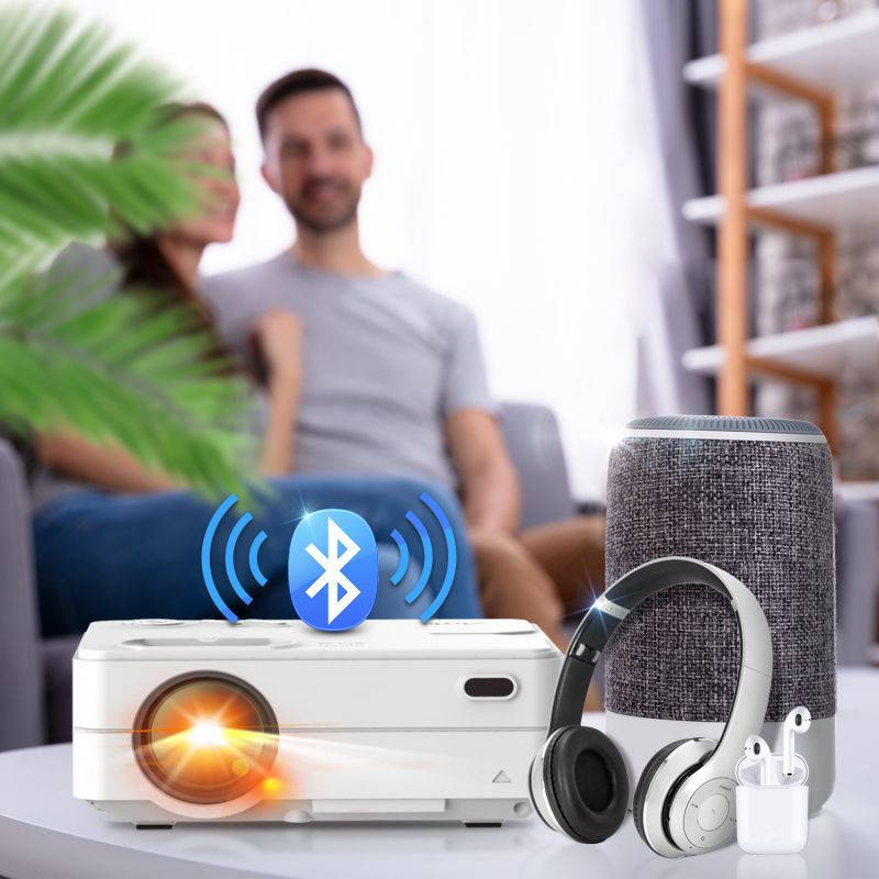 WiFi Bluetooth Projector - Artlii Enjoy 2 Mini Projector for iPhone Support Full HD 1080P, Keystone & Zoom, Outdoor Movie Home Theater Projector Compatible with TV Stick, iOS, Android