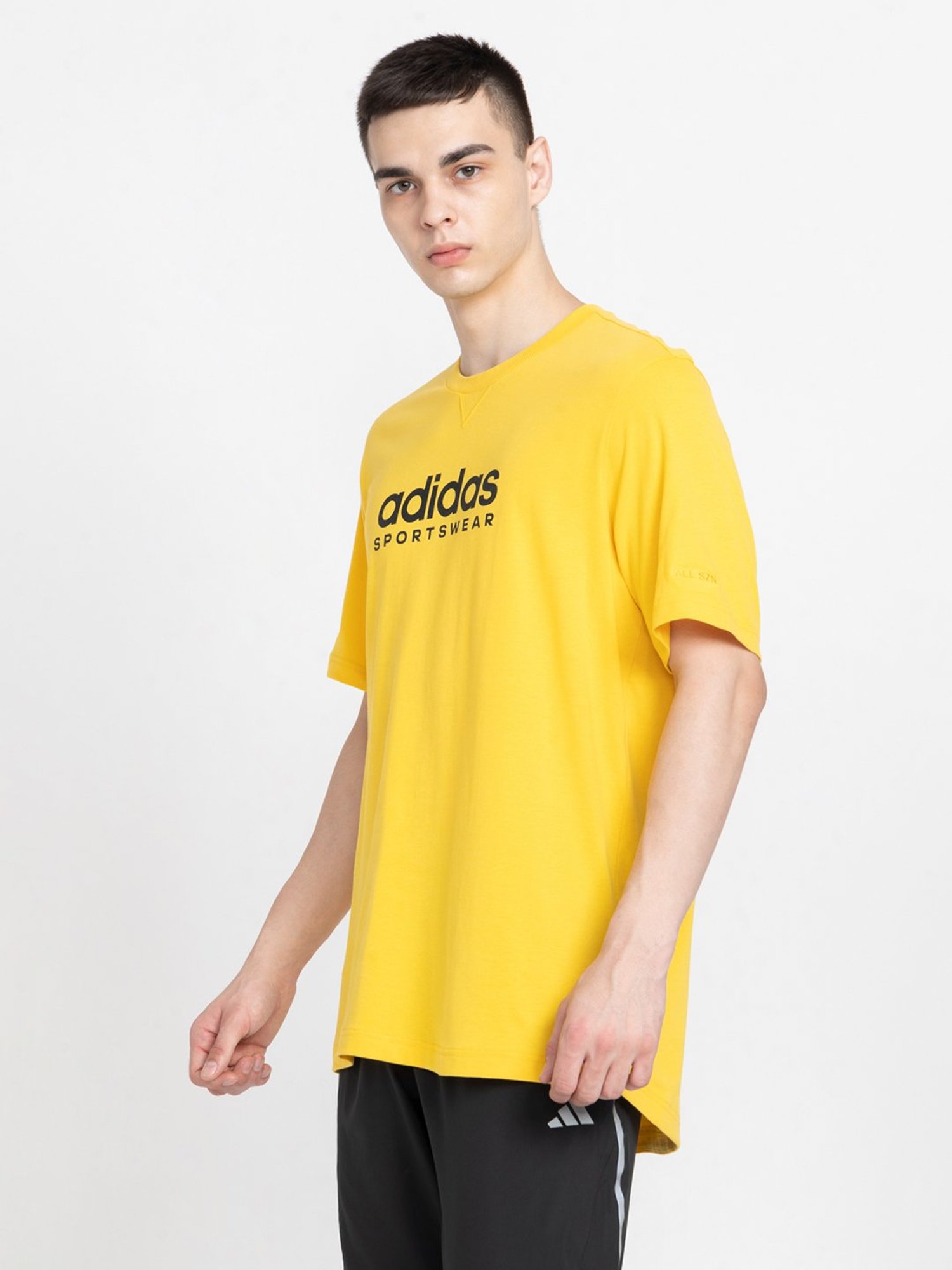 adidas ALL SZN Yellow Loose Fit Logo Print Cotton Crew T-Shirt
