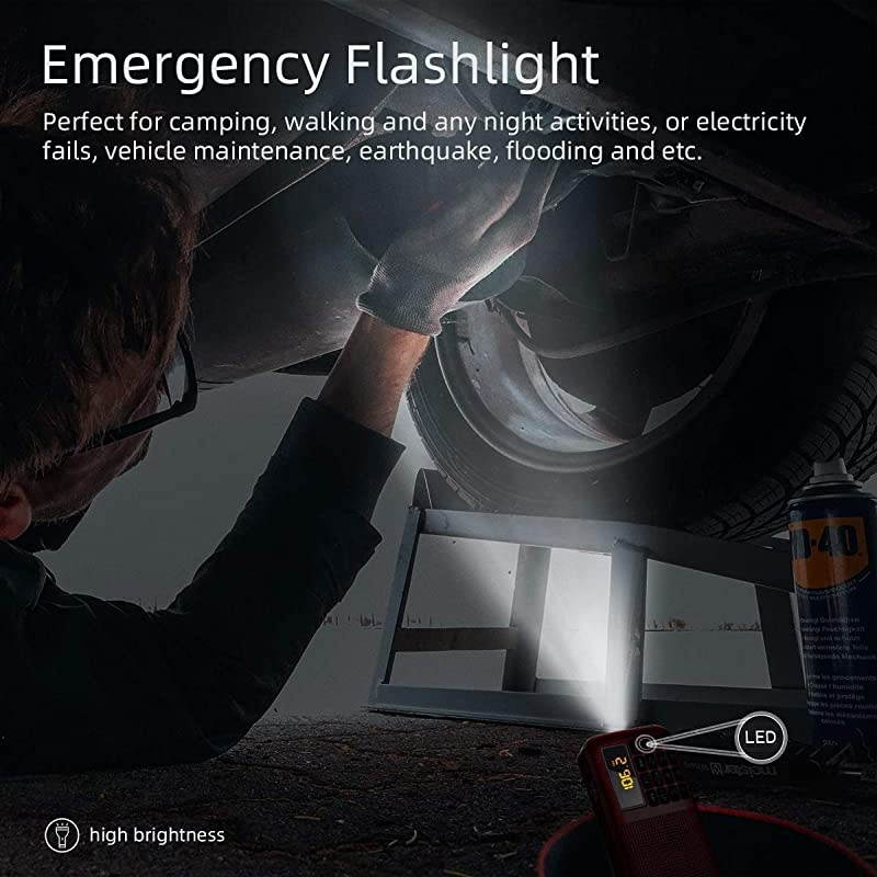 J725C Portable Mini FM Radio Speaker Music Player USB Drive TF Card with LED Display Alarm Clock 3000 Rechargeable Battery NO AMRed