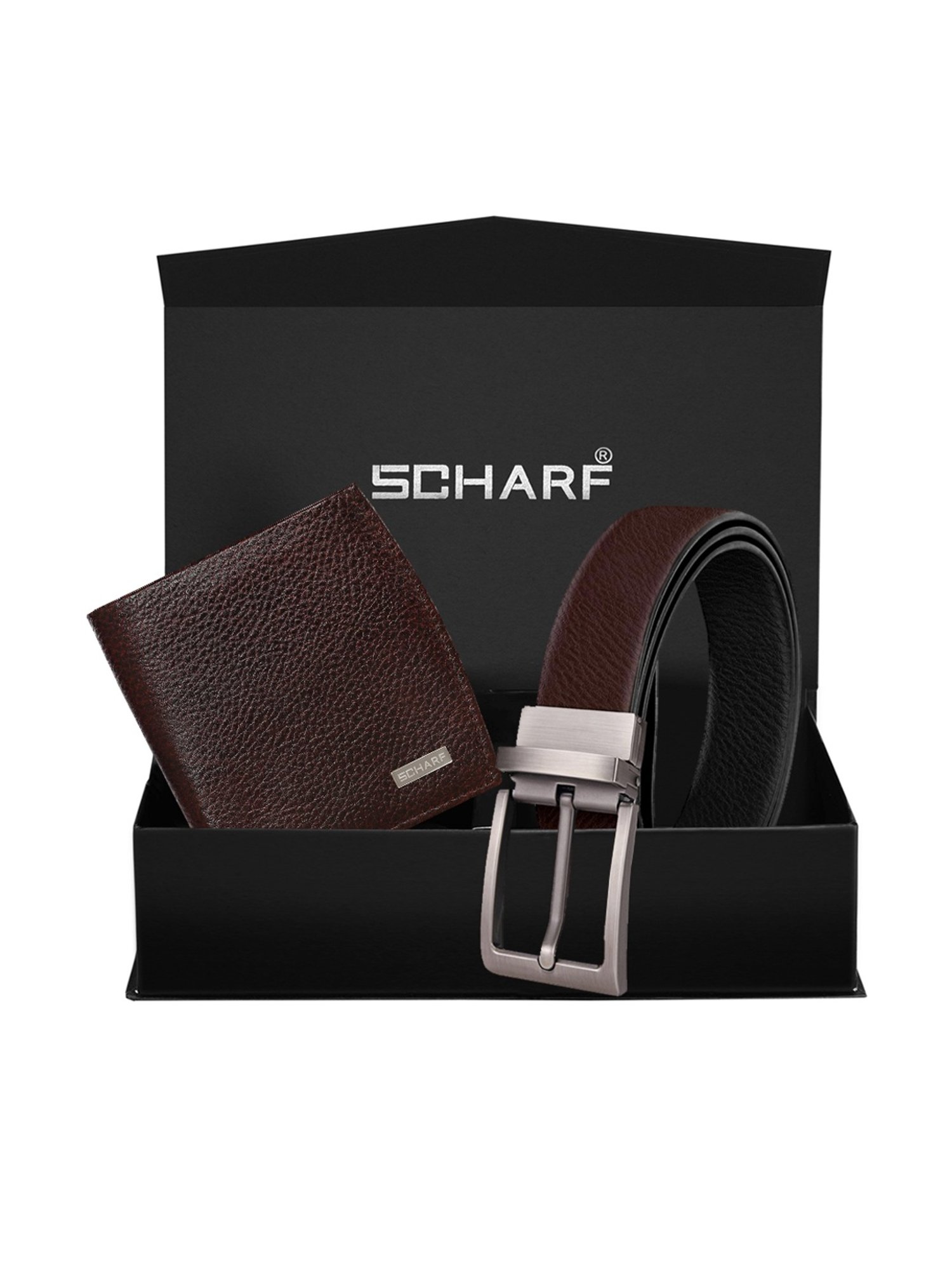 Scharf Brown Leather Set Of Waist Belt And Wallet For Men