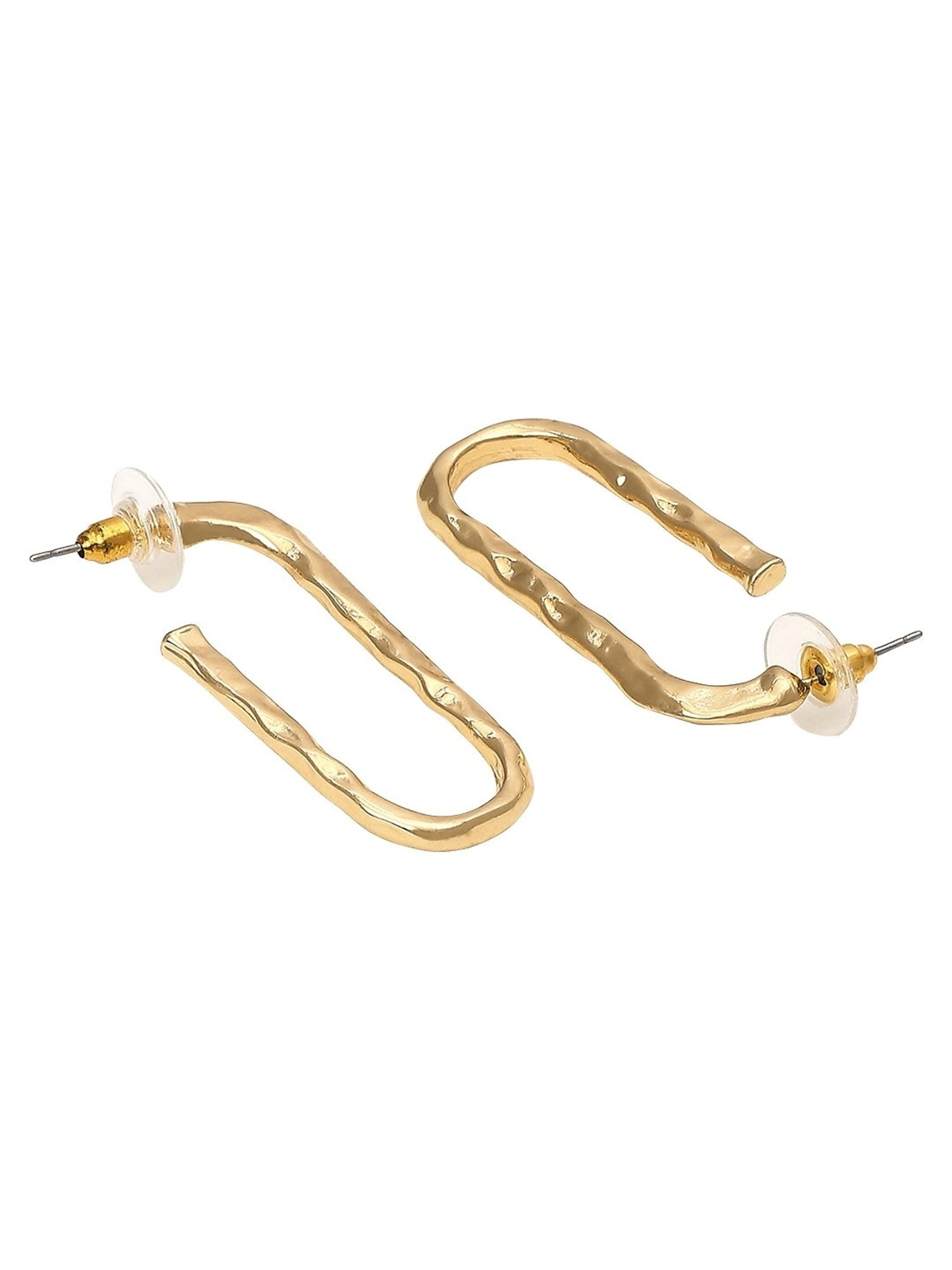OOMPH Gold Bold Look Geometric Hoop Earrings