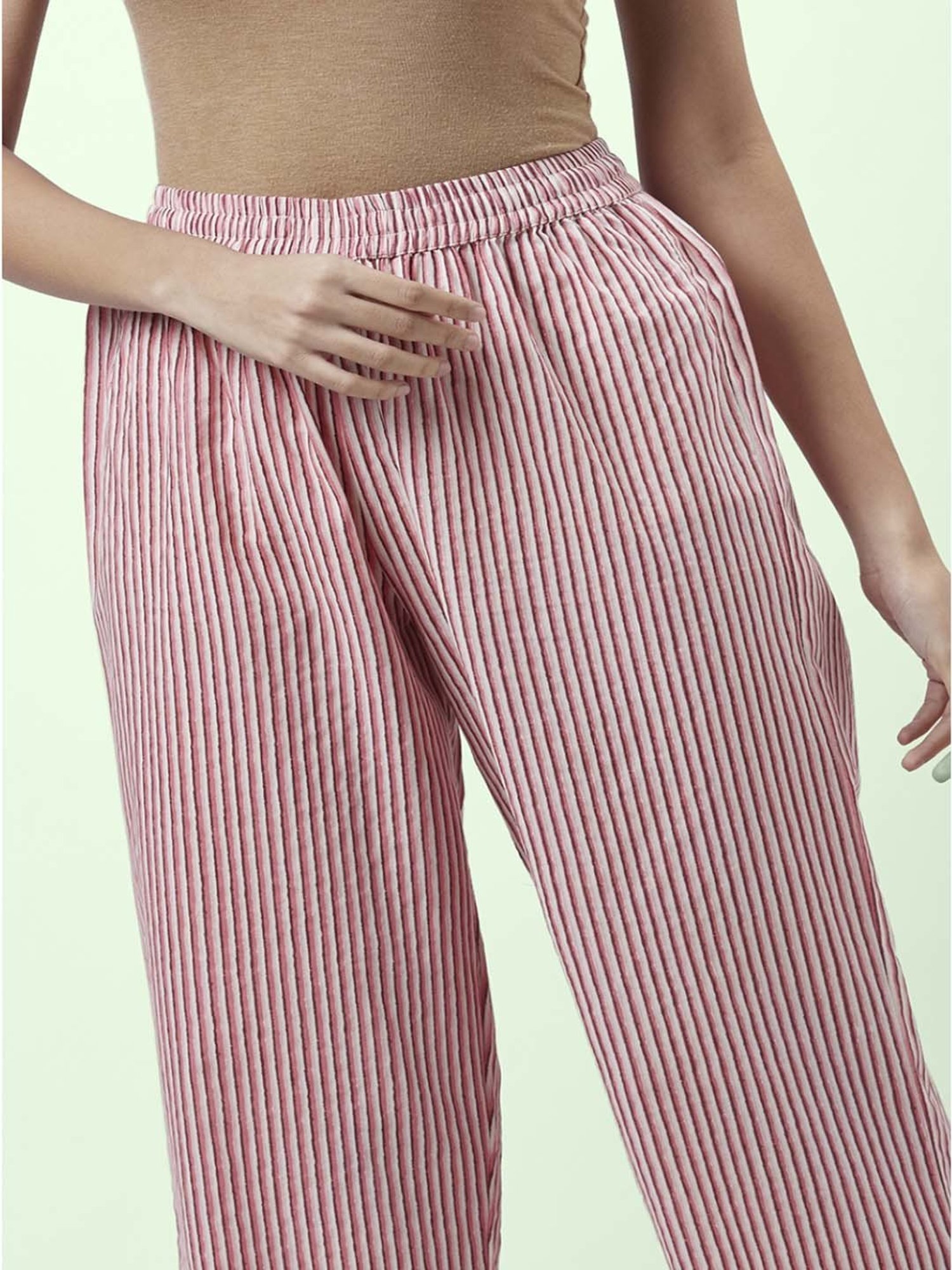 Rangmanch by Pantaloons White & Pink Cotton Floral Print Kurta Palazzo Set