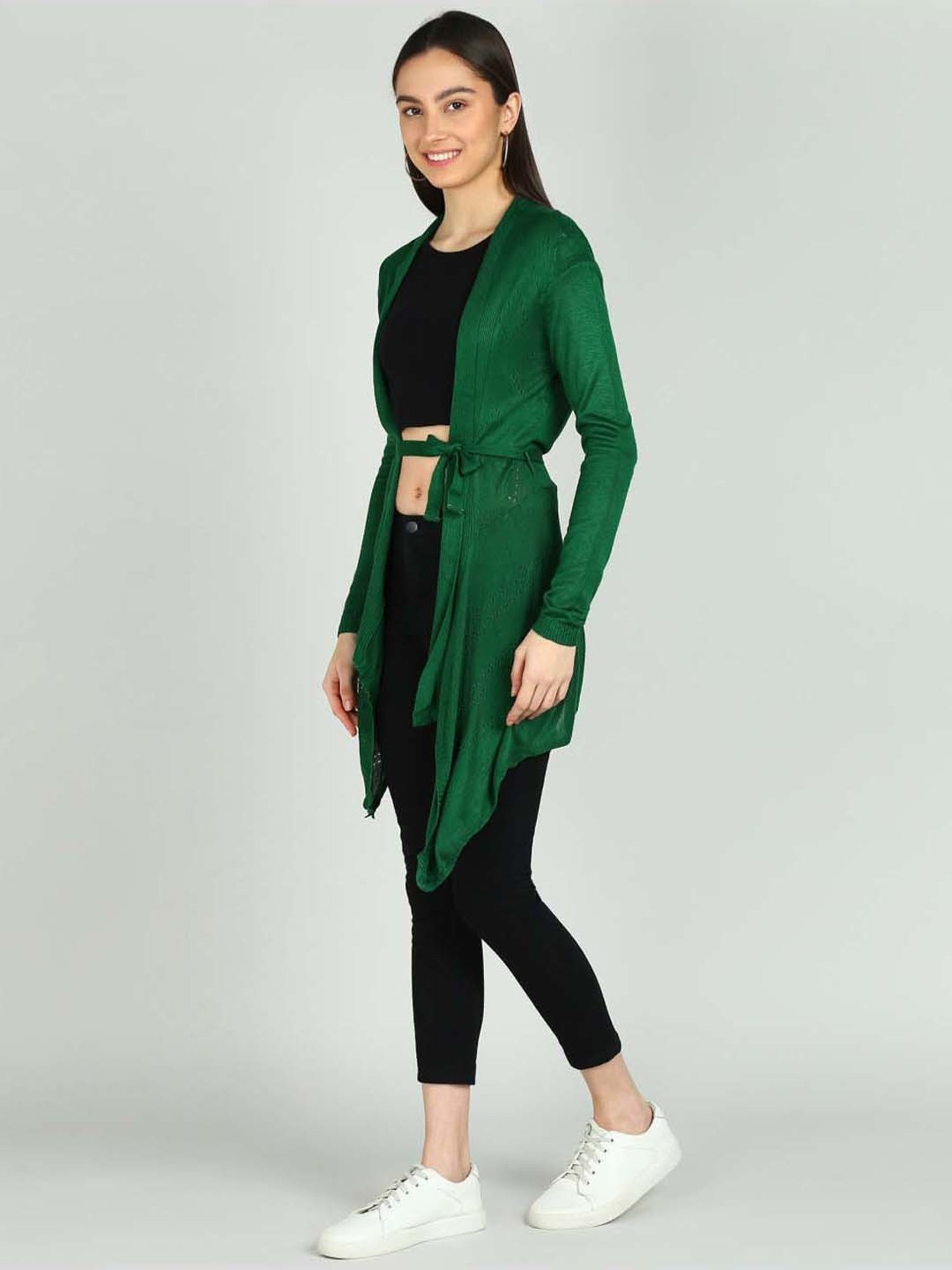 NEUDIS Green Self Pattern Long Shrug