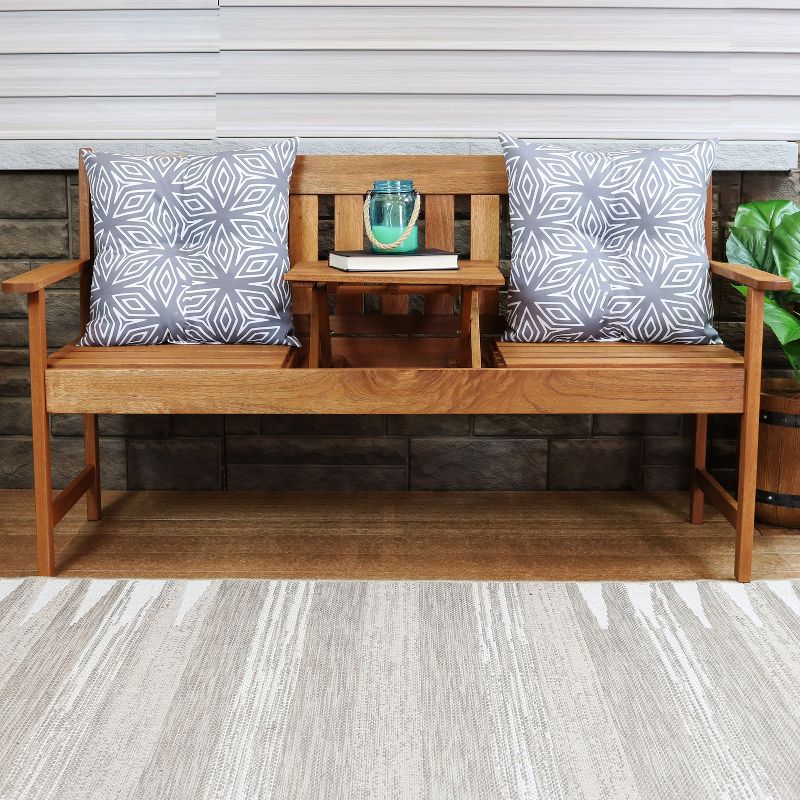 Sunnydaze Indoor/Outdoor Weather-Resistant Polyester Square Tufted Pillow with Zipper Closures - 19" - Gray Geometric - 2pk