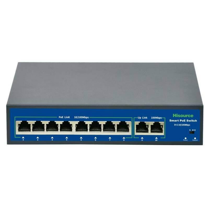 8 Port Fast Ethernet PoE Switch | 8 PoE Ports @120W, with 2 Uplink Ports | Plug & Play | Extend Mode | Priority Mode (Hi-F0820FBL-A)