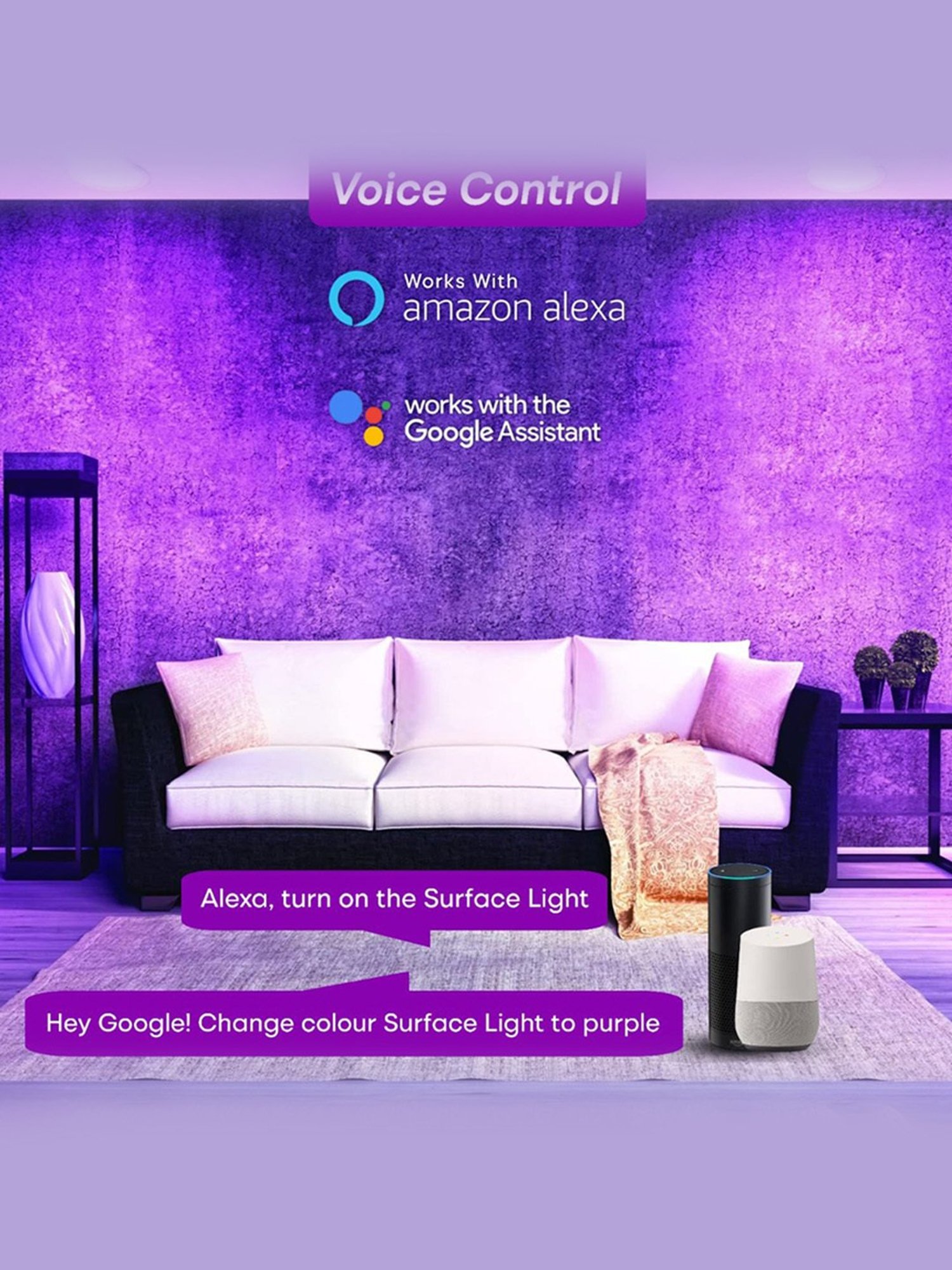 HomeMate 15 Watt WiFi Smart LED Surface Light Compatible with Alexa, Google Home & Siri (Multicolor)