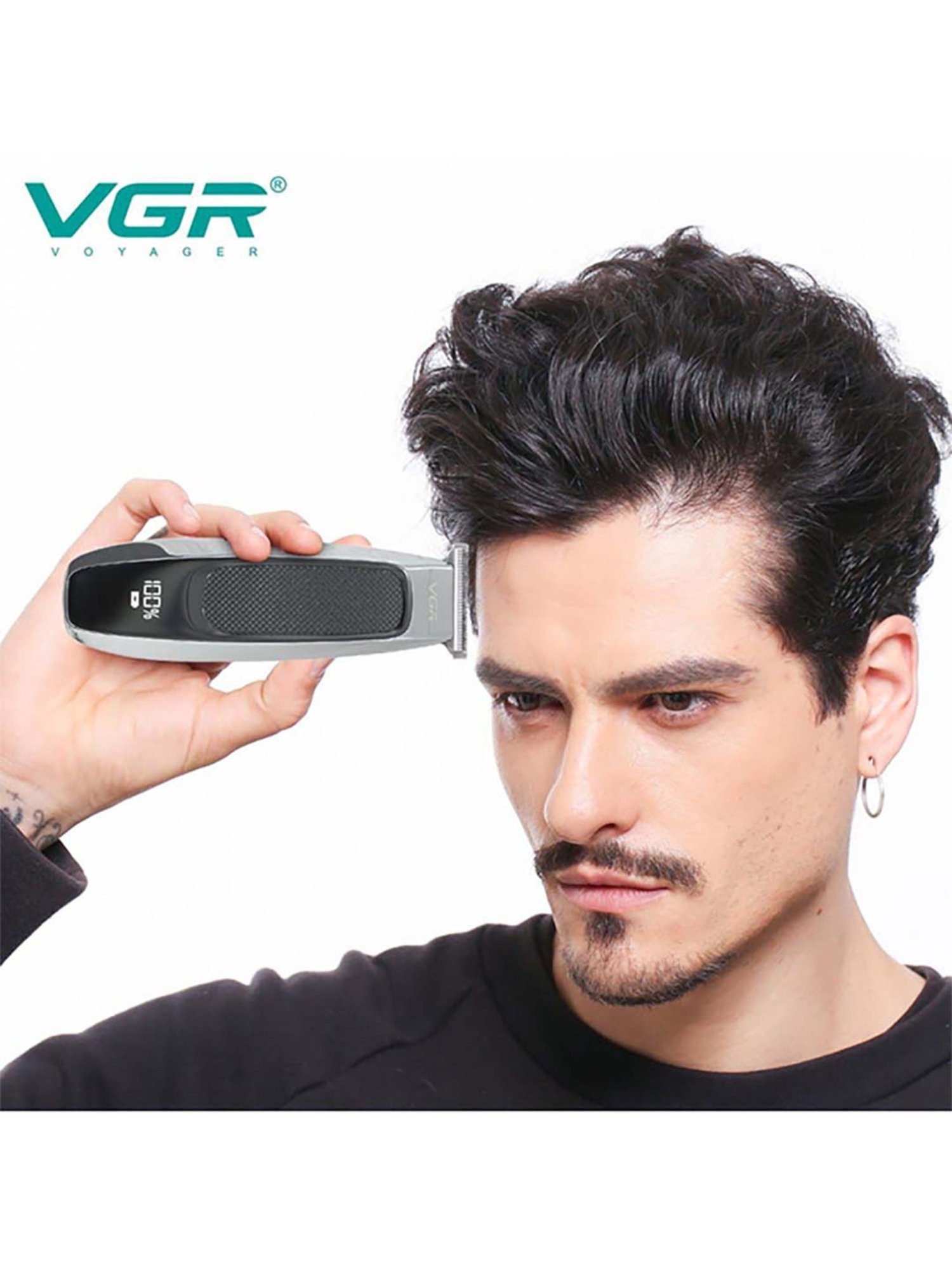 VGR V-255 Professional Cordless Hair Trimmer - 120 min Runtime (Black)