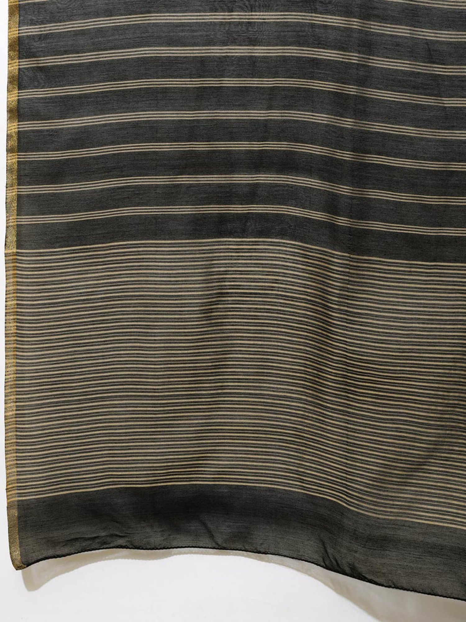 Fabindia Black Cotton Silk Blend Woven Stole