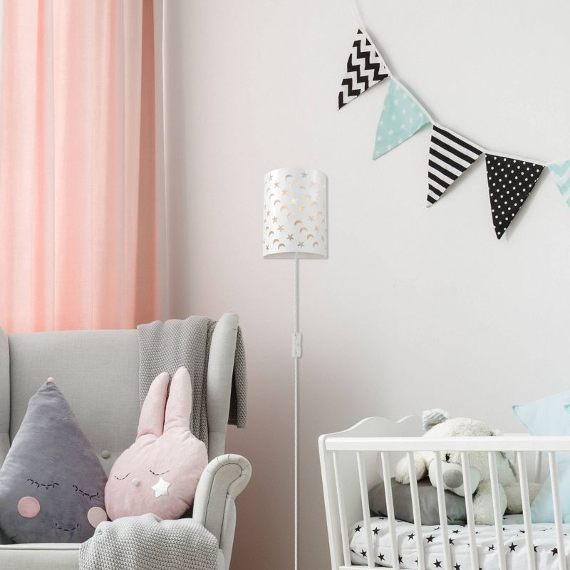 Luna 1-Light Matte White Stars and Moons Plug-In Wall Sconce - Novogratz x Globe