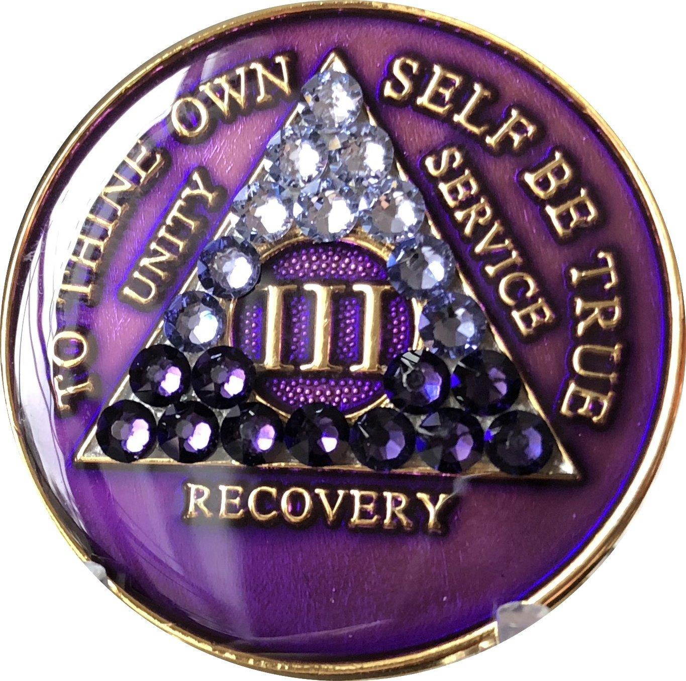 3 Year AA Medallion Purple Tri-Plate Transition Swarovski Crystal Chip III