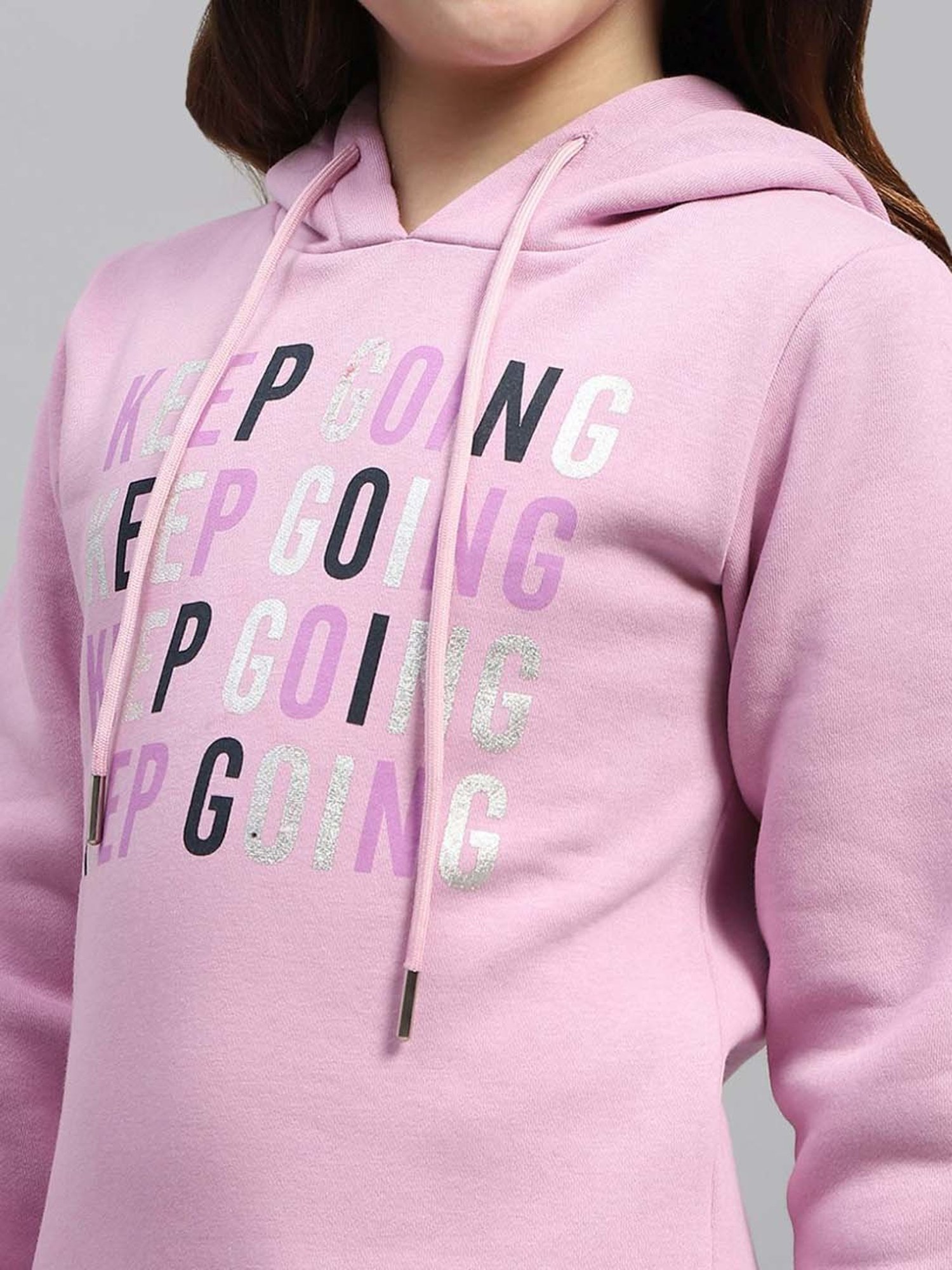 Monte Carlo Girls Pink Printed Full Sleeves Sweatshirts & Hoodies