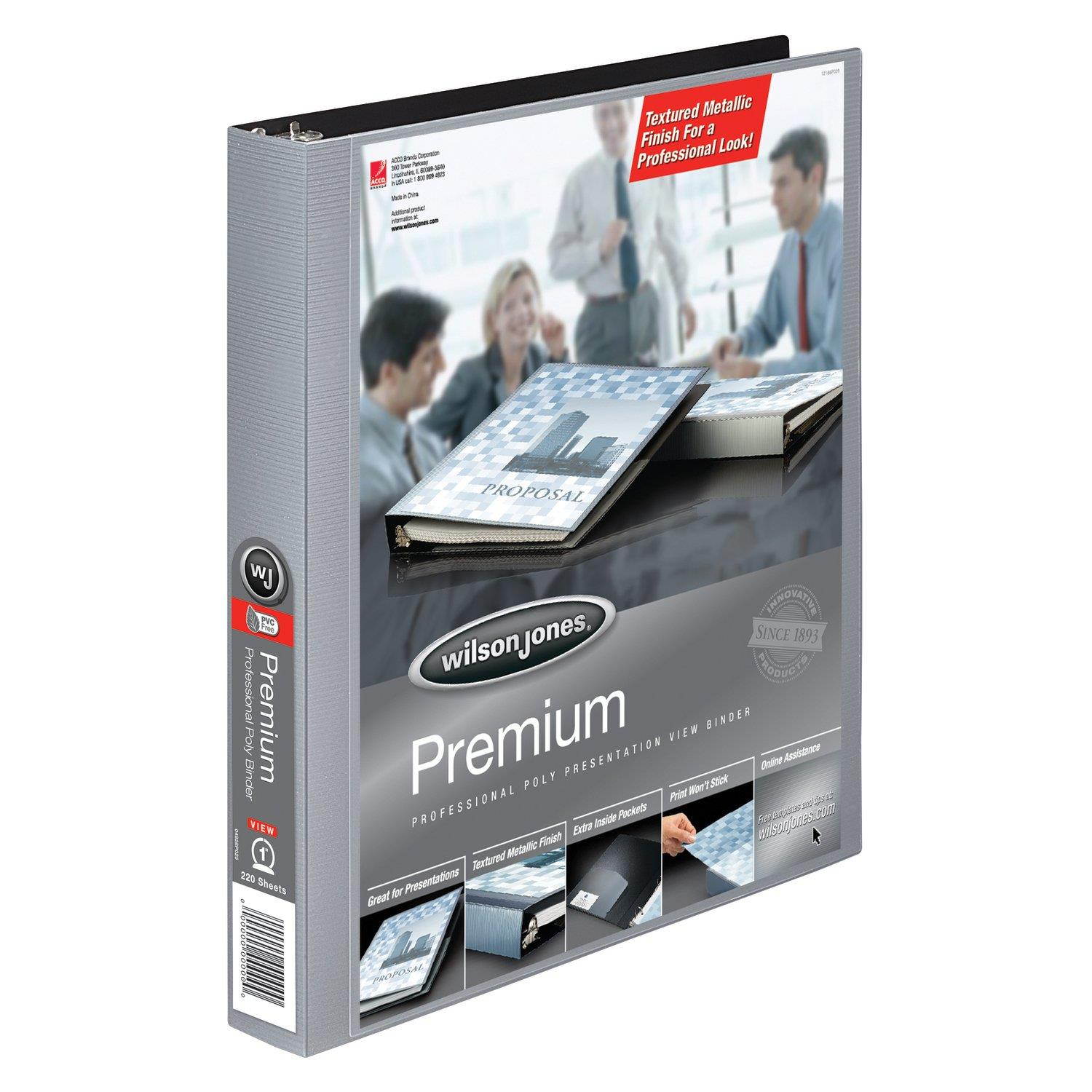 Wilson Jones Metallic Poly Presentation View Binder, 1 Inch, 8.5 x 11 Inch Sheets, Customizable, Silver (W88205)