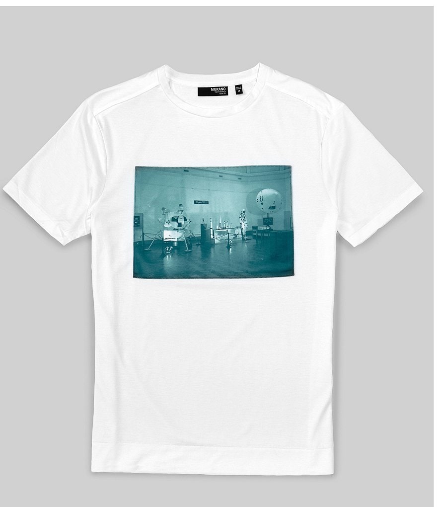 Murano Interstellar Collection Liquid Luxury Slim-Fit White Short-Sleeve Photo Graphic Tee