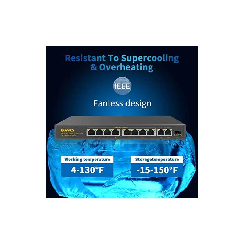 8 Port Gigabit Unmanaged Ethernet PoE+ SwitchNetwork Powered Switch 8 PoE+ Ports + 2 Uplink+1 SFP by