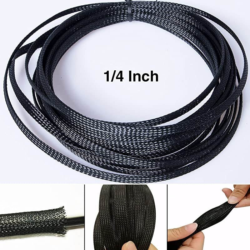 50ft 12 Inch 14 Inch Nylon Expandable Braided Cable Sleeving Braided Wire Sleeve Cable Sheath Mesh Wire Loom
