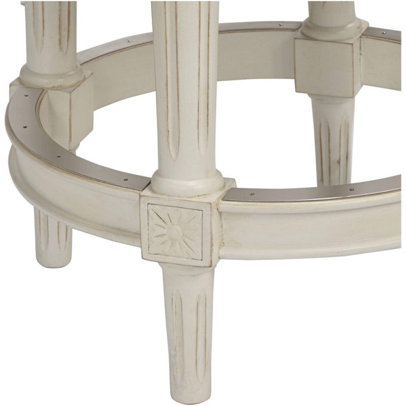 55 Downing Street Oliver 24" Cream Fabric Backless Swivel Seat Counter Stool