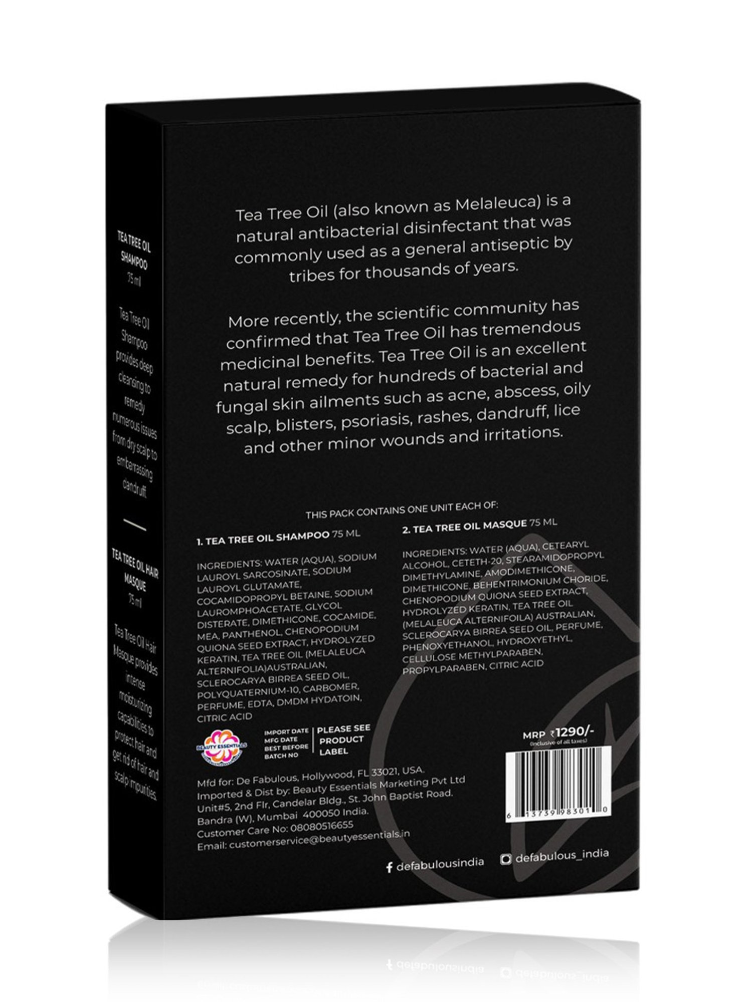 De Fabulous Tea Tree Oil Shampoo & Hair Masque Combo