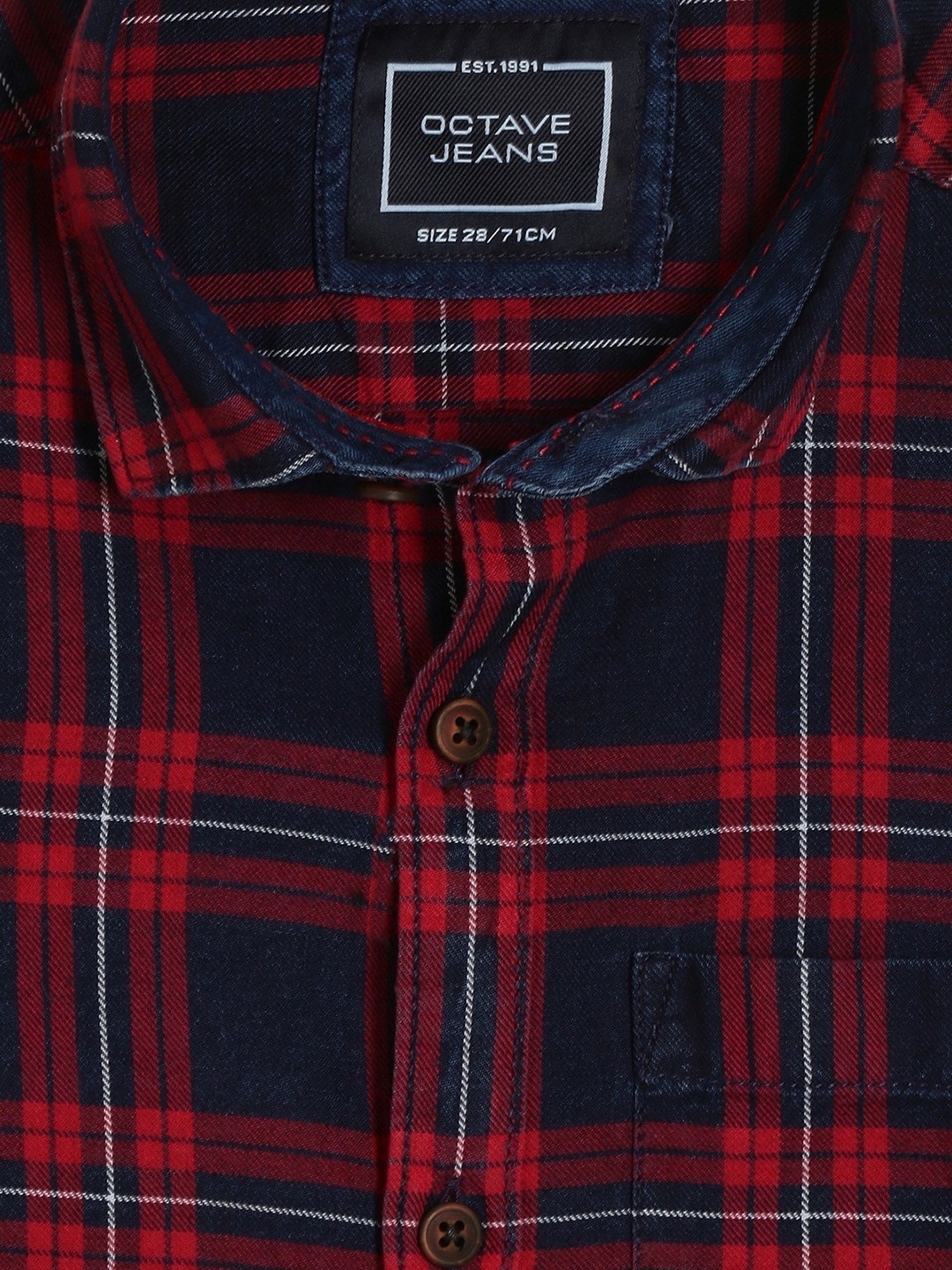 Octave Kids Red & Blue Cotton Chequered Full Sleeves Shirt