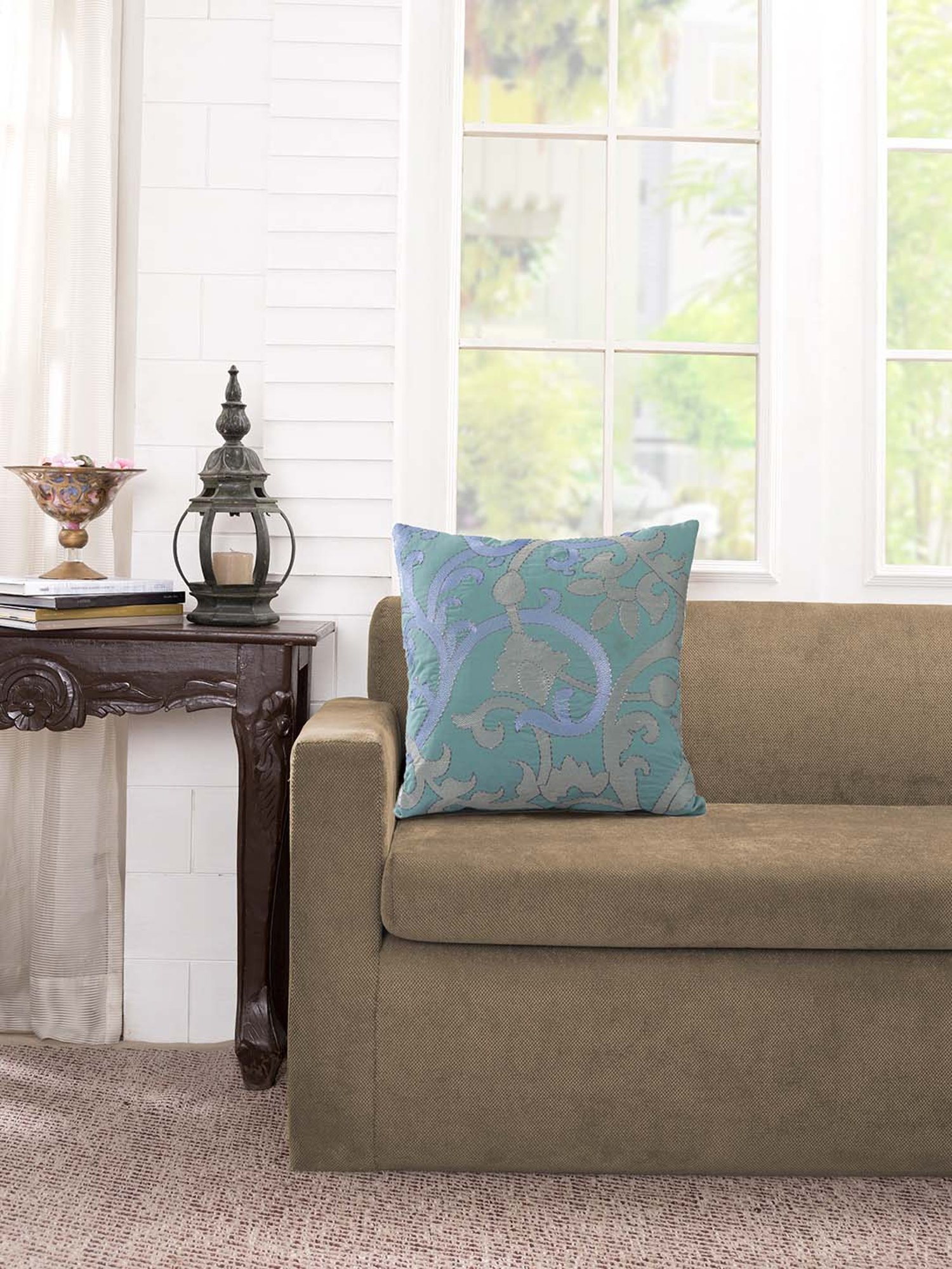 Maspar Eclectic Treasures Green & Grey Cushion Cover - Set of 1