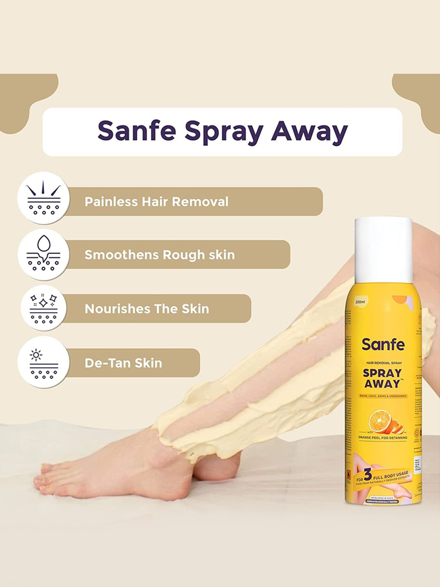Sanfe Spray Away Hair Removal Spray - 100 ml