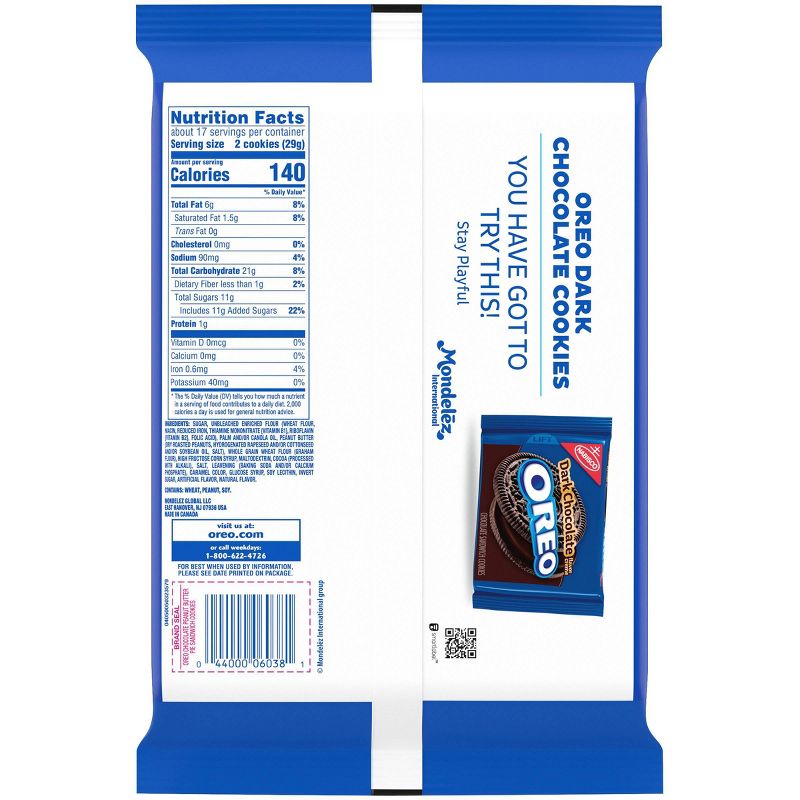 Oreo Chocolate Peanut Butter Pie Sandwich Cookies Family Size - 17oz