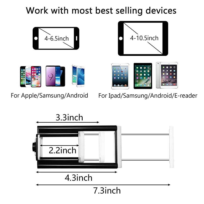 Compatible for iPad iPhone Tripod 50quot Lightweight Aluminum Phone Camera Tablet Tripod + Wireless Remote + Universal 2 in 1 Mount Holder for Smartphone Width 2233quotTablet Width 4373quot