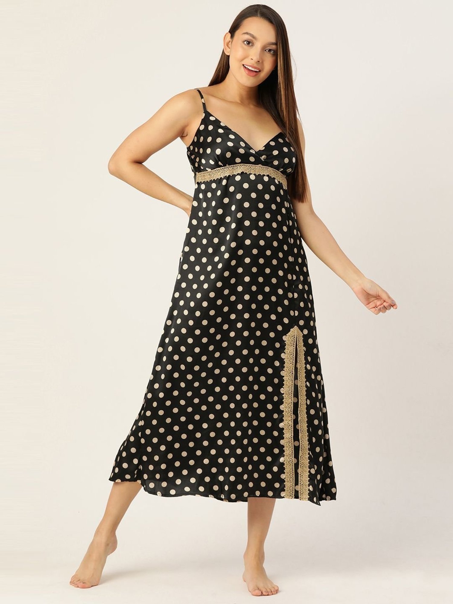 Ms.Lingies Black Printed Nighty