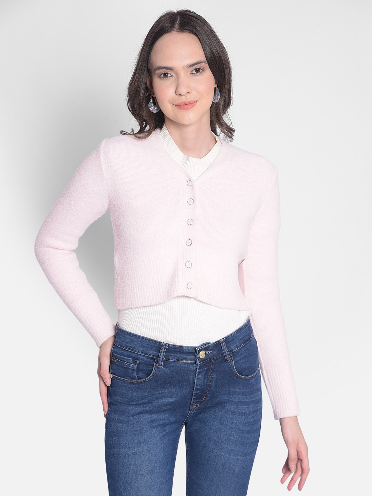 Crimsoune Club Pink Regular Fit Cardigan